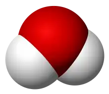 Space filling model of a water molecule