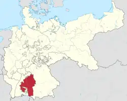 Württemberg, shown within the German Empire (1871–1918)