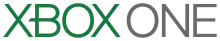 The Xbox One logo is a white shaded sphere with a green "X" on it followed by the green text "XBOX" and the gray text "ONE".