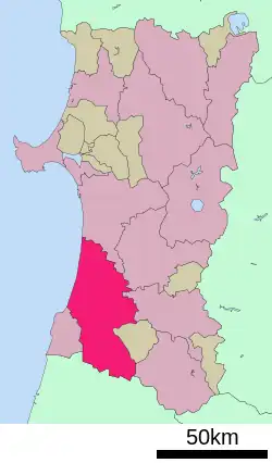 Location of Yurihonjō in Akita Prefecture