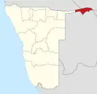 Location of the Zambezi Region in Namibia