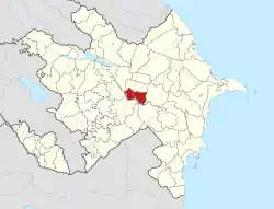 Map of Azerbaijan showing Zardab raion