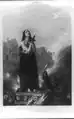 Joan of Arc, after rendering the most signal services to her Prince and people, is suffered to die a martyr in their cause".  C.W Wass {another version is 1849 engraving of the third panel from "The Penny Illustrated News" December 1, 1849 Vol 1, Issue 6 .p. 45".