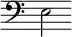 { \clef bass \override Score.TimeSignature #'stencil = ##f e2 }