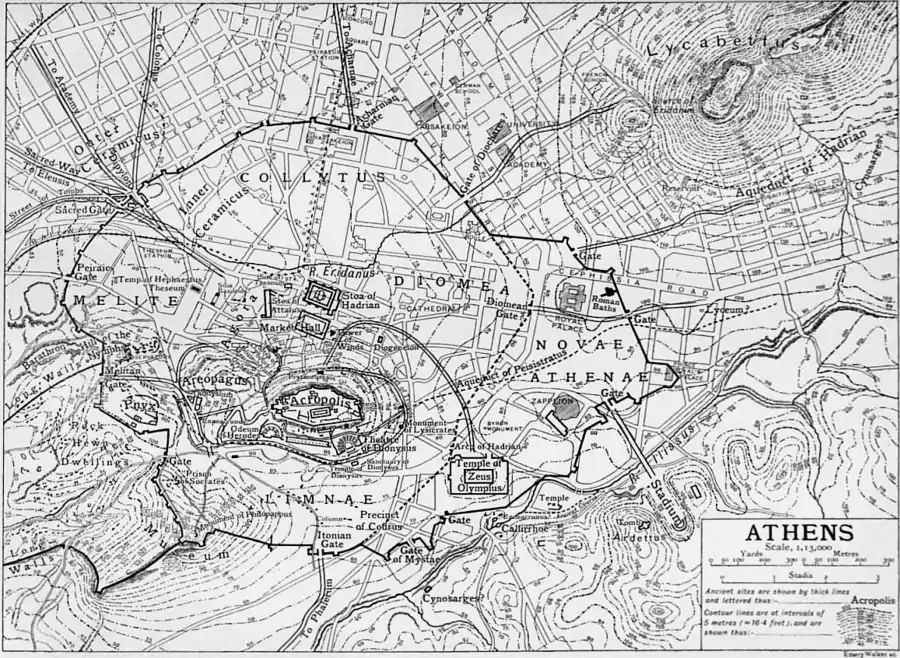 1911 Britannica - Old map of Athens.png