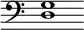 { \override Score.TimeSignature #'stencil = ##f \time 3/2 \clef bass <d g>1 }