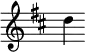 { \override Score.TimeSignature #'stencil = ##f \key d \major d''4 }