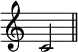 { \override Score.TimeSignature #'stencil = ##f \time 2/4 { c'2 \bar "||" } }