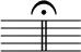 { \override Score.TimeSignature #'stencil = ##f \override Score.Clef #'stencil = ##f \time 4/4 { s1 \mark \markup { \musicglyph #"scripts.ufermata" } \bar "||" s4 } }