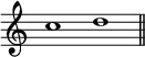 { \override Score.TimeSignature #'stencil = ##f \time 2/1 c''1 d'' \bar "||" }