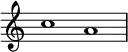 \relative c'' { \override Score.TimeSignature #'stencil = ##f \time 2/1 c1 a }