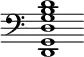 { \override Score.TimeSignature #'stencil = ##f \time 3/2 \clef bass <d, g, d g b d'>1 }