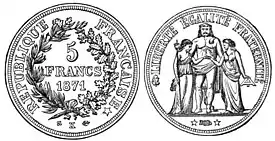 Five-Franc Piece of the Republic (Silver).