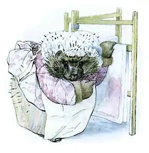 Beatrix Potter, Mrs Tiggy-Winkle, Clothes horse.jpg