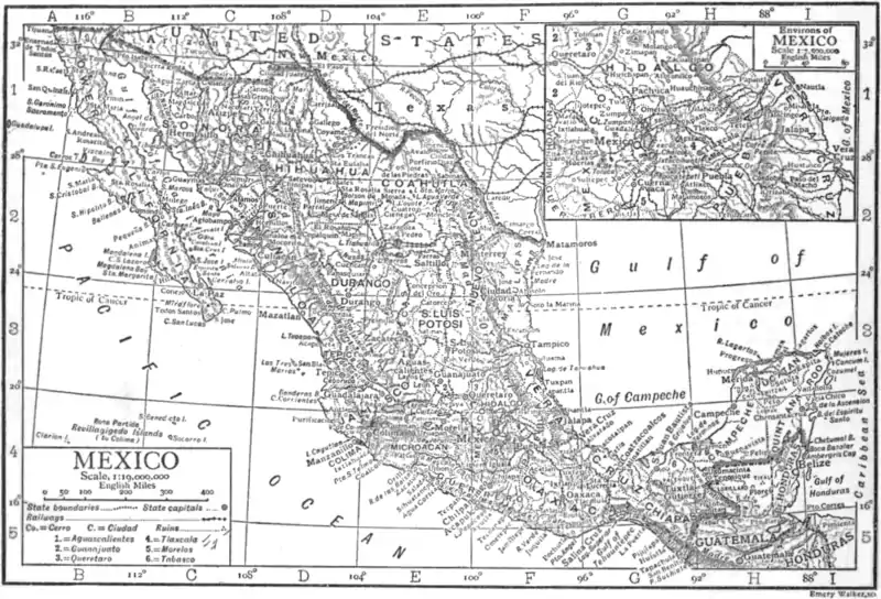 Map of Mexico, 1911