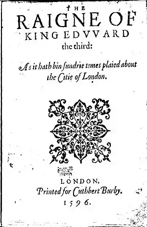 Edward the third title page