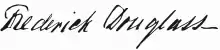 A signature reading “Frederick Douglass”