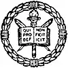 The publisher's crest (George W. Jacobs & Company). Inside a wreath, there is a vertical torch and crossed quills. Over the torch and quills is a book, reading "QUI NON PROFICIT DEFICIT".