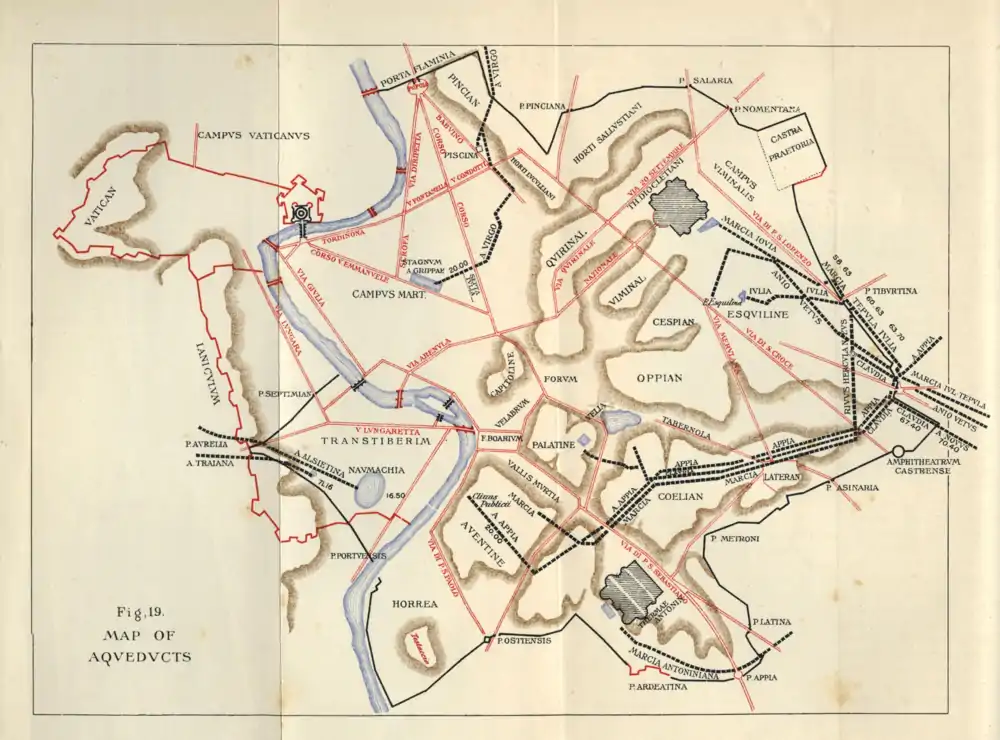 Map of the aqueducts of ancient Rome