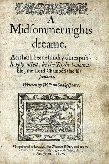 Midsommer nights dreame 1600 Quarto title page.jpg