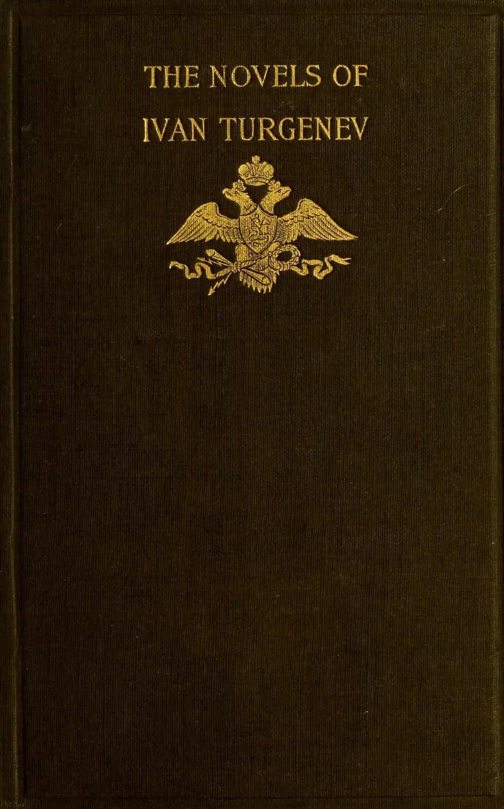 Book cover with text "The Novels of Ivan Turgenev" and Russian double-headed eagle