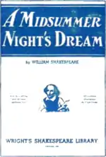 Cover of a copy of "A Mindsummer Night's Dream", printed in blue ink.