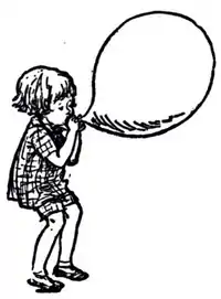 Christopher Robin blowing up a balloon