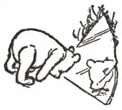 Winnie-the-Pooh bending down in front of a mirror