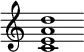 { \override Score.TimeSignature #'stencil = ##f \time 3/2 <c' e' a' d''>1 }