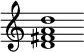 { \override Score.TimeSignature #'stencil = ##f \time 3/2 <d' fis' a' d''>1 }