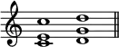 { \override Score.TimeSignature #'stencil = ##f \time 4/2 <c'' e' c'>1 <d'' g' d'> \bar "||" }