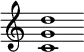 { \override Score.TimeSignature #'stencil = ##f \time 3/2 <d'' g' c'>1 }