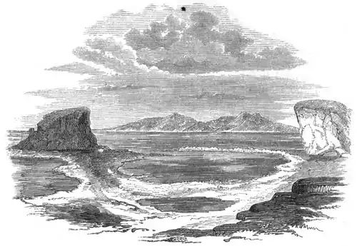 Engraving of view from Great Salt Lake shore