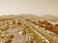 Religious pilgrims on the Plains of Arafat during the Hajj outside of Mecca, Saudi Arabia.