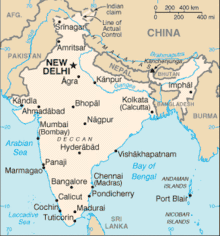 A map of India, showing the location of the major cities.