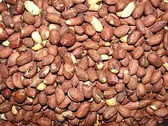 Roasted groundnuts in their membranes; roasted peanuts in their skin