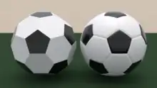 A soccer ball with a regular truncated icosahedron