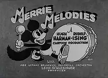 Title card of the first Merrie Melodies short, "Lady, Play Your Mandolin!", produced in 1931 by Leon Schlesinger Productions for Warner Brothers.