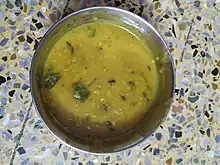 a bowl of dal (cooked lentils)