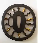 Shakudo Tsuba - Chidori in flight.