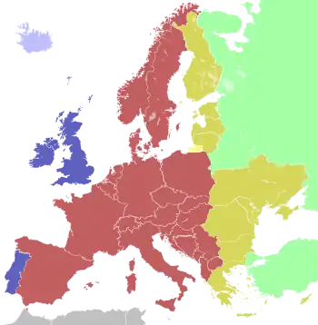 Central European Time Zone in shown in red.