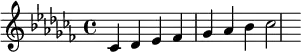 {\key ces \major ces'des'es'fes'ges'aes'bes'ces''2}